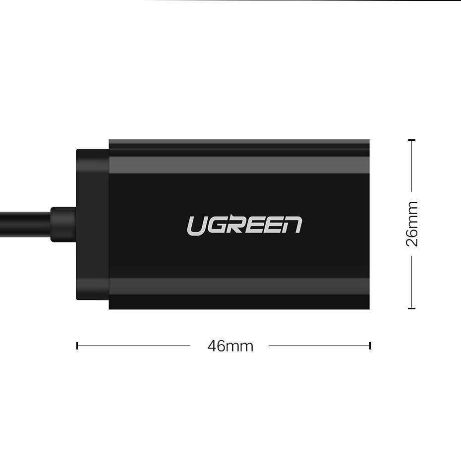 UGreen US205/30724 εξωτερική κάρτα ήχου 15cm (Μαύρο)