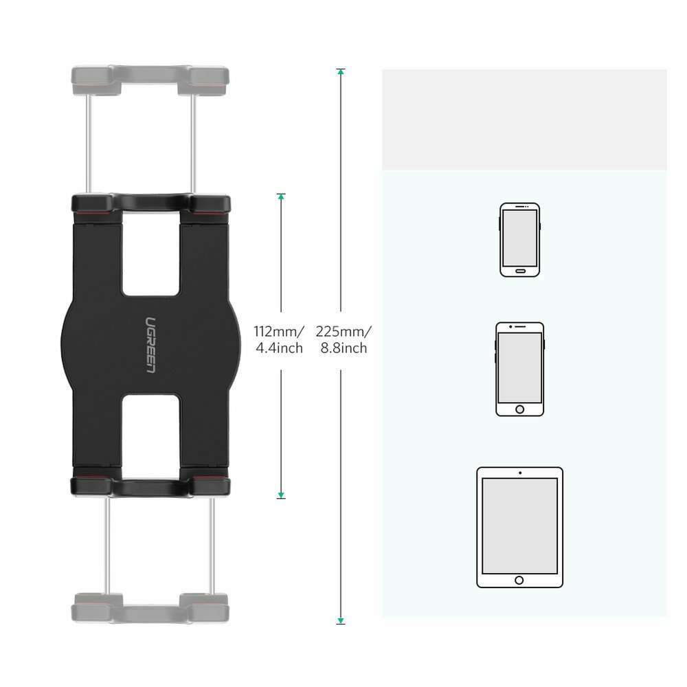 Ugreen LP142/50394 Ρυθμιζόμενη Βάση 360° με βραχίονα για τηλέφωνα / τάμπλετ 4"-12.9" (Μαύρο)