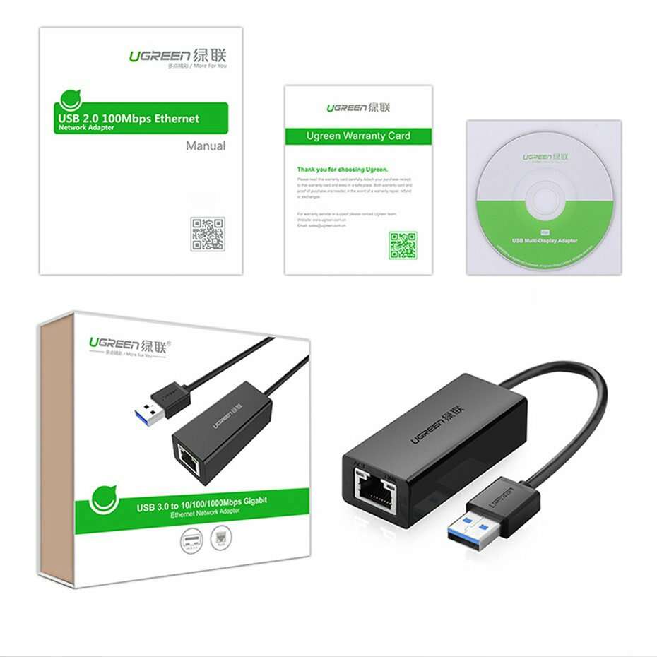UGreen USB 3.0 σε RJ45 Ethernet Gigabit Lan Adapter CR111 20256 (Μαύρο)