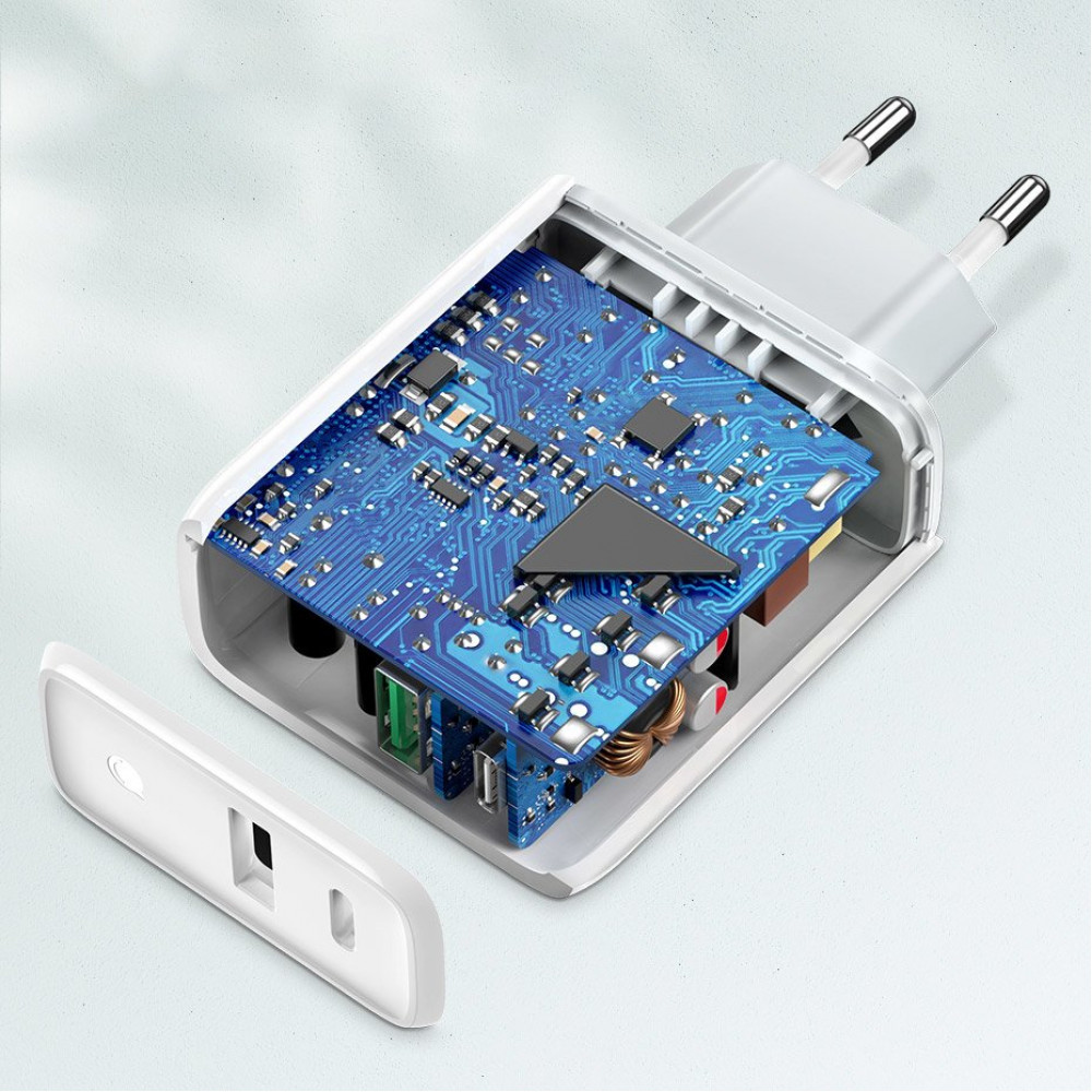 UGreen 2x USB-A / Type-C φορτιστής Quick Charge 4.0 3A 36W 60468 CD170 (Λευκό)