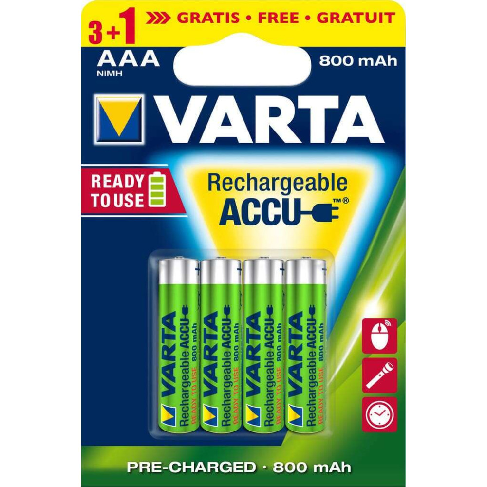 Varta Επαναφορτιζόμενες μπαταρίες AAA R3 800 mAh 4τμχ