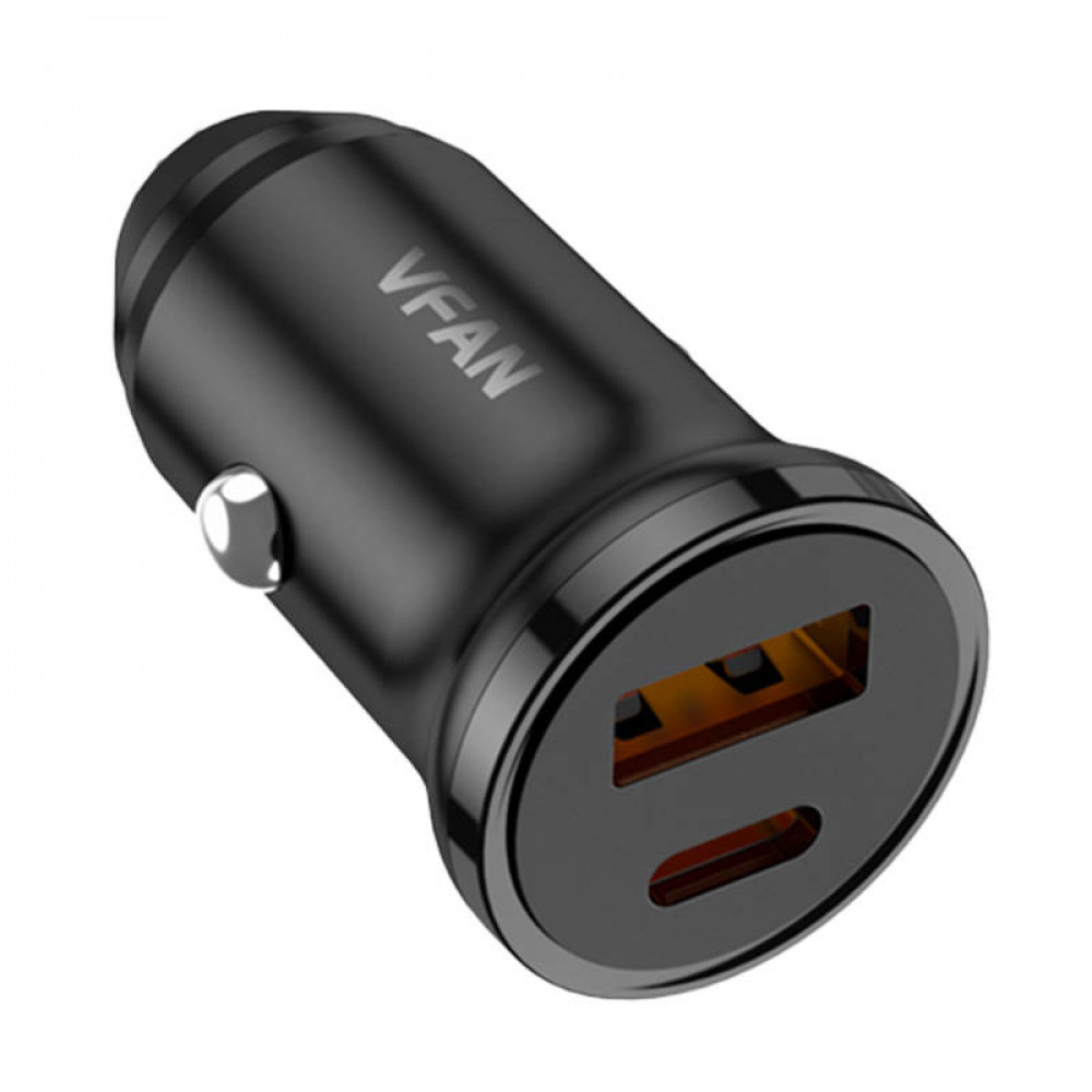 Vipfan C03 φορτιστής αυτοκινήτου USB + USB-C, 20W, PD + QC 3.0 (Μαύρο)
