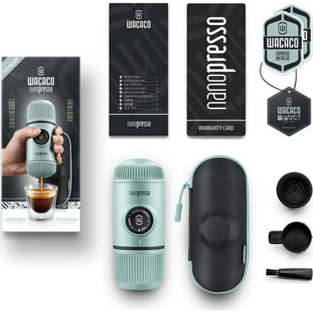 Wacaco Nanopresso Φορητή Μηχανή Espresso για Αλεσμένο Καφέ με Θήκη Μεταφοράς (Arctic Blue)