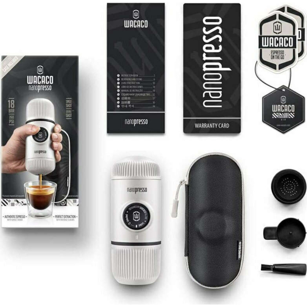 Wacaco Nanopresso Φορητή Μηχανή Espresso για Αλεσμένο Καφέ με Θήκη Μεταφοράς (Chill White)