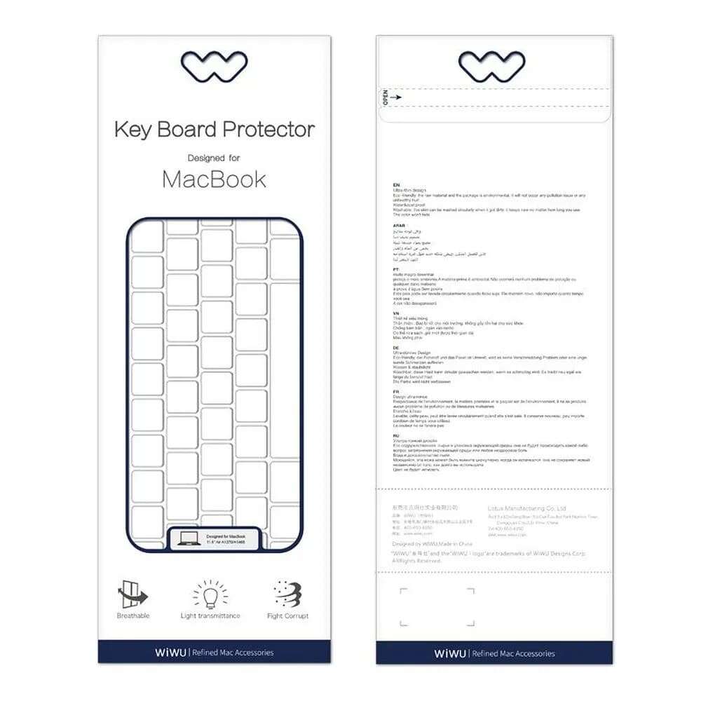 Wiwu Προστατευτικό Πληκτρολογίου για Macbook A1706 / A1707 / A1989 / A1990 / A2159 (Διάφανο) (US Keyboard)