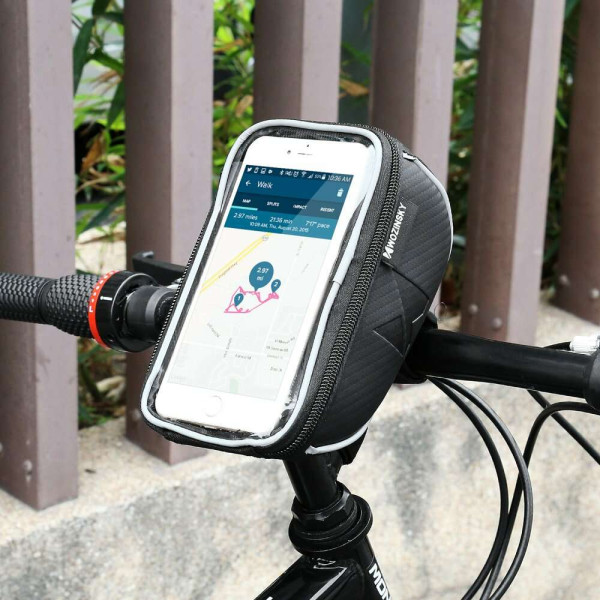 Wozinsky αδιάβροχη θήκη τιμονιού ποδηλάτου για κινητά έως 6.5" με έξοδο για ακουστικά 0.9L (WBB4BK) (Μαύρο)