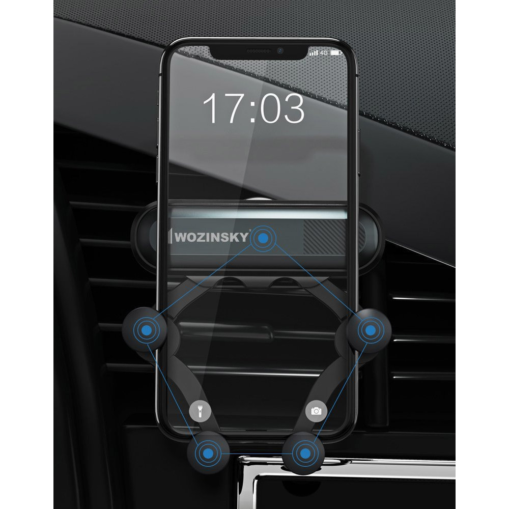 Wozinsky Gravity Βάση αυτοκινήτου αεραγωγού για κινητό WCH-01 (Μαύρο)