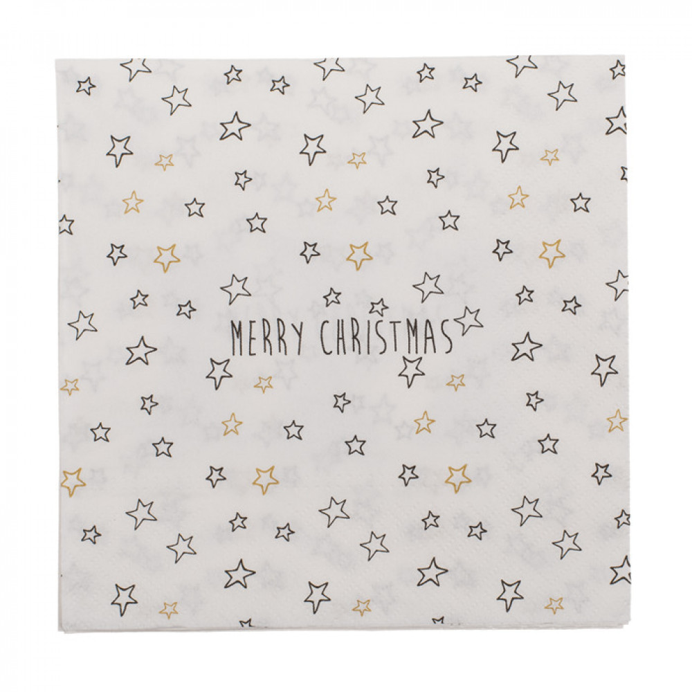 Χαρτοπετσέτες Merry Christmas Stars 33 x 33 cm Λευκό (20 τμχ)
