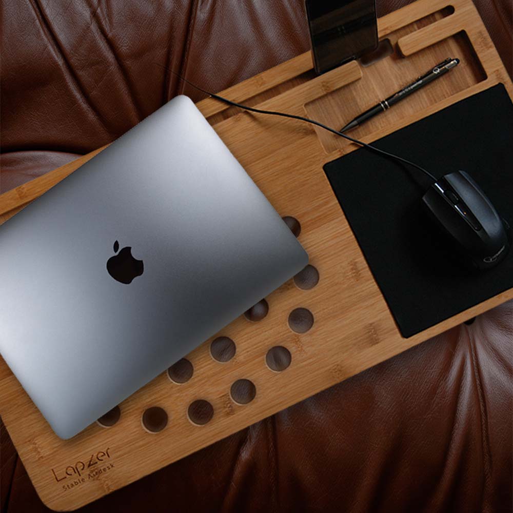 Ξύλινο φορητό τραπεζάκι / γραφείο για Laptop με θήκη για κινητό και mousepad