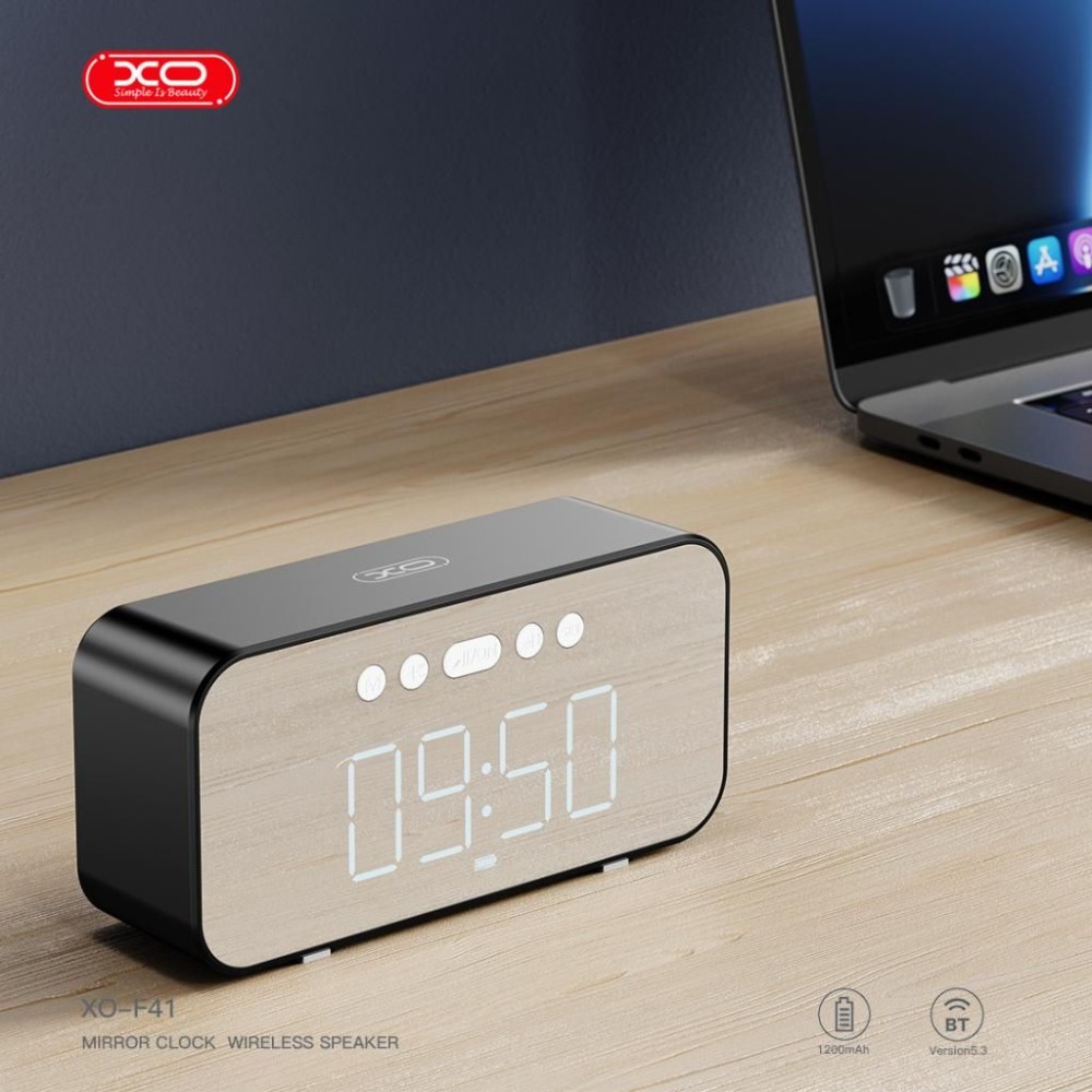 XO F41 Ρολόι - Ξυπνητήρι Με Ηχείο Bluetooth και Ραδιόφωνο (Μαύρο)