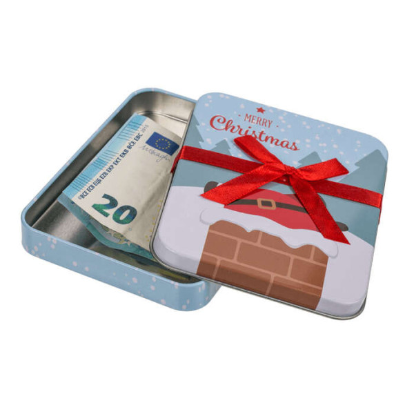 Χριστουγεννιάτικο Μεταλλικό Κουτάκι Δώρου Τάρανδος 12x9cm