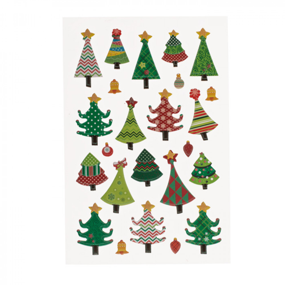 Χριστουγεννιάτικο σετ αυτοκόλλητων - Δέντρα (Διάσταση φύλλου 14 x 25 cm)