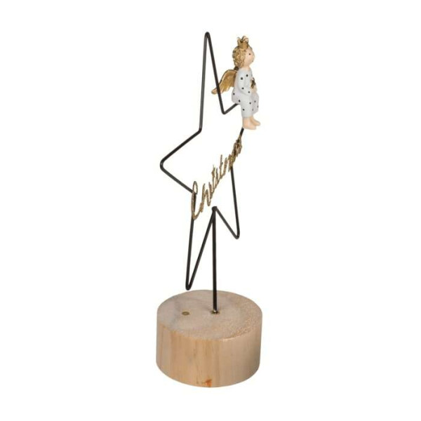 Χριστουγεννιάτικο Μεταλλικό Διακοσμητικό Αστέρι σε ξύλινη Βάση (18 x 8 x 26 cm)