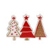 Χριστουγεννιάτικα Ξύλινα Δέντρα Λευκό - Κόκκινο (15 x 2 x 10 cm)