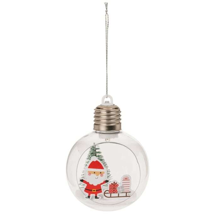 Χριστουγεννιάτικη Διακοσμητική Μπάλα με LED Santa Claus (8 x 11 cm)