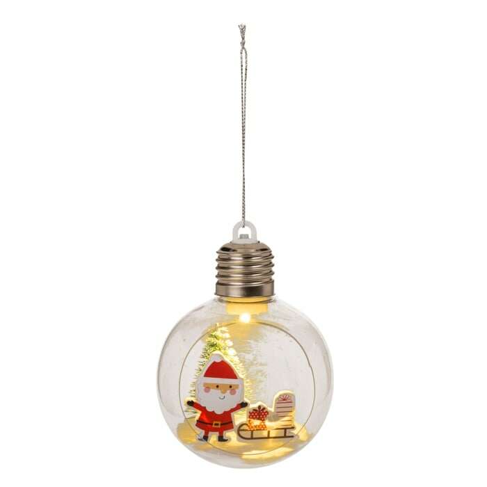 Χριστουγεννιάτικη Διακοσμητική Μπάλα με LED Santa Claus (8 x 11 cm)