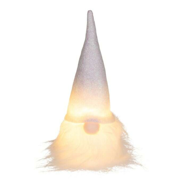 Χριστουγεννιάτικη Υφασμάτινη Φιγούρα Νάνος με LED (Λευκό)