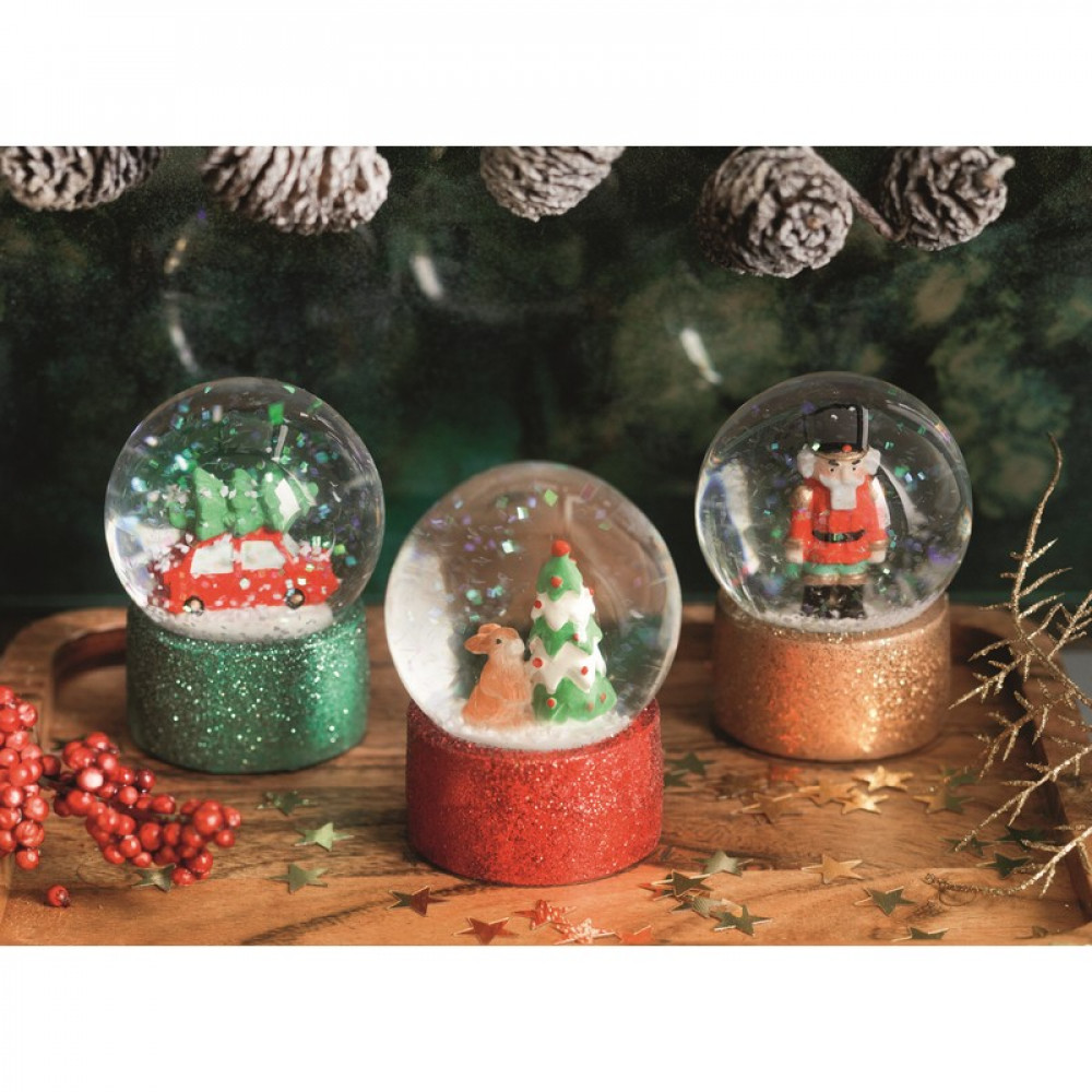 Χριστουγεννιάτικη Glitter Χιονόμπαλα με Λαγό (Κόκκινο)