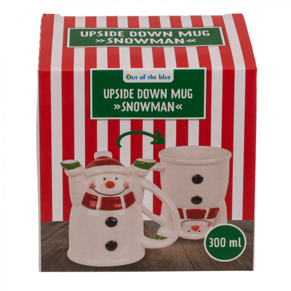 Χριστουγεννιάτικη Κούπα Κεραμική Upside Down "Snowman" 300ml (Λεύκο)