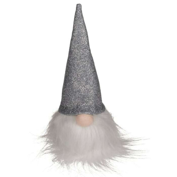 Χριστουγεννιάτικη Υφασμάτινη Φιγούρα Νάνος με LED (Ασημί)