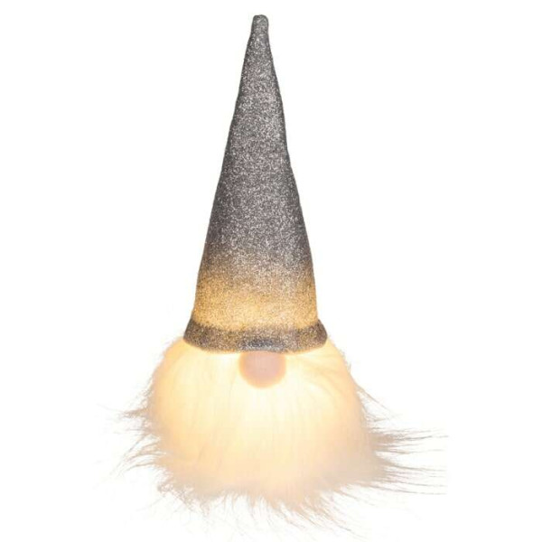 Χριστουγεννιάτικη Υφασμάτινη Φιγούρα Νάνος με LED (Ασημί)