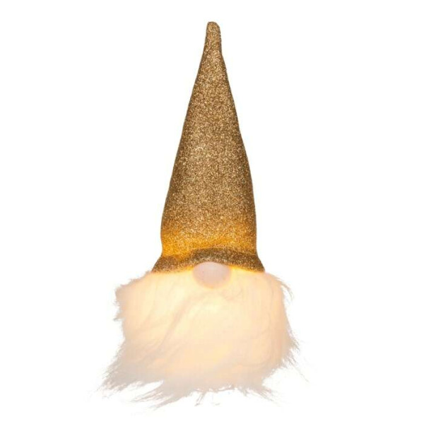 Χριστουγεννιάτικη Υφασμάτινη Φιγούρα Νάνος με LED (Χρυσό)