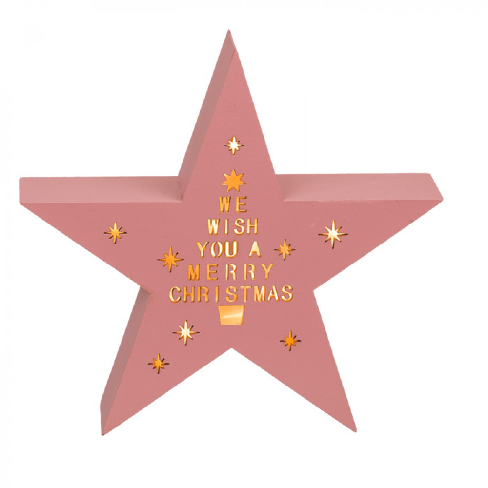 Χριστουγεννιάτικo Διακοσμητικό Ξύλινο Αστέρι με LED (18 x 4 x 17 cm)