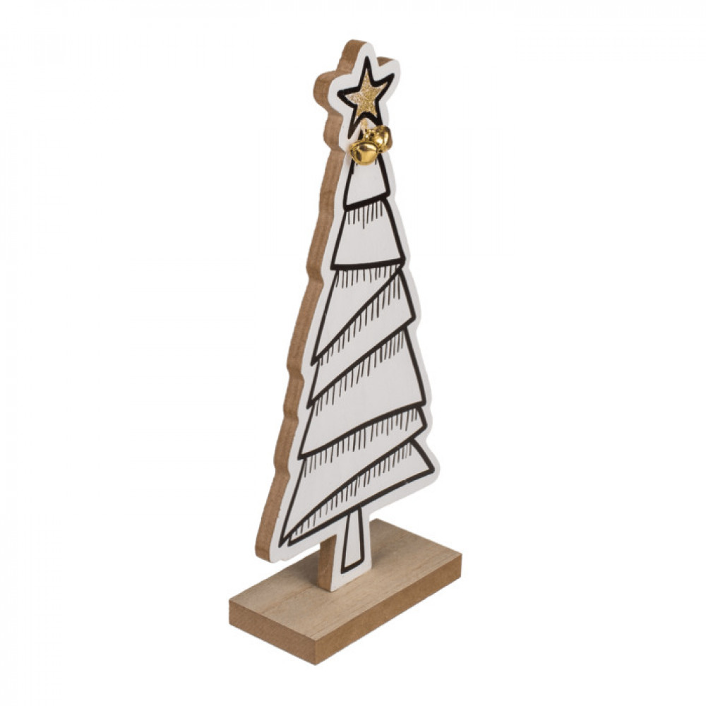 Χριστουγεννιάτικo Διακοσμητικό Ξύλινο Δέντρο Λευκό (12 x 5 x 25,5 cm)