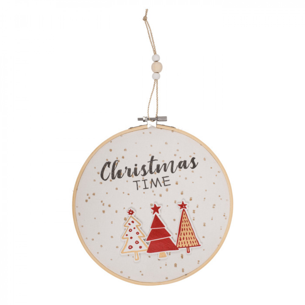 Χριστουγεννιάτικο Διακοσμητικό Τελάρο Christmas Time 17 cm - Λευκό